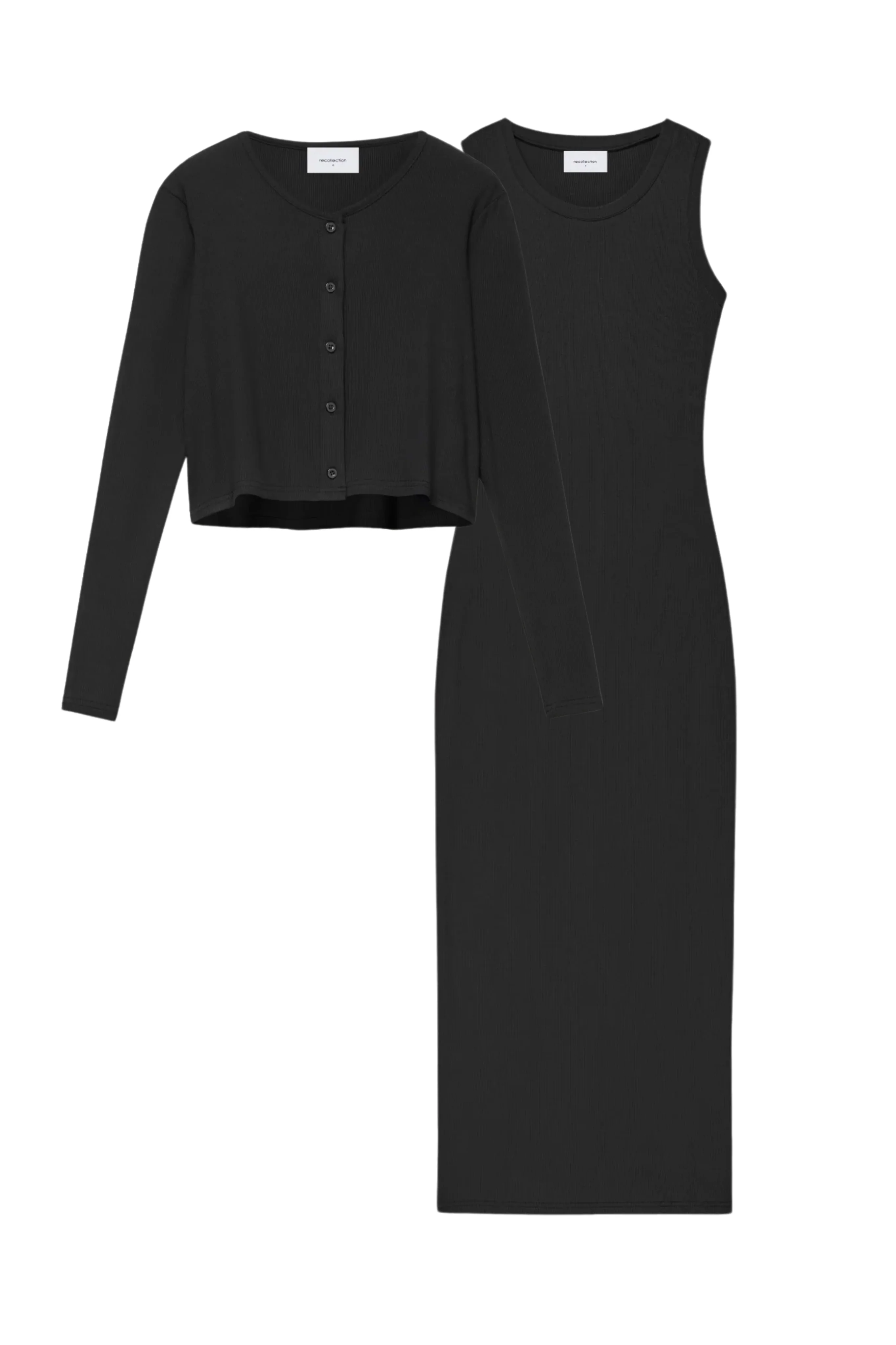 BLACK CARDIGAN DRESS SET