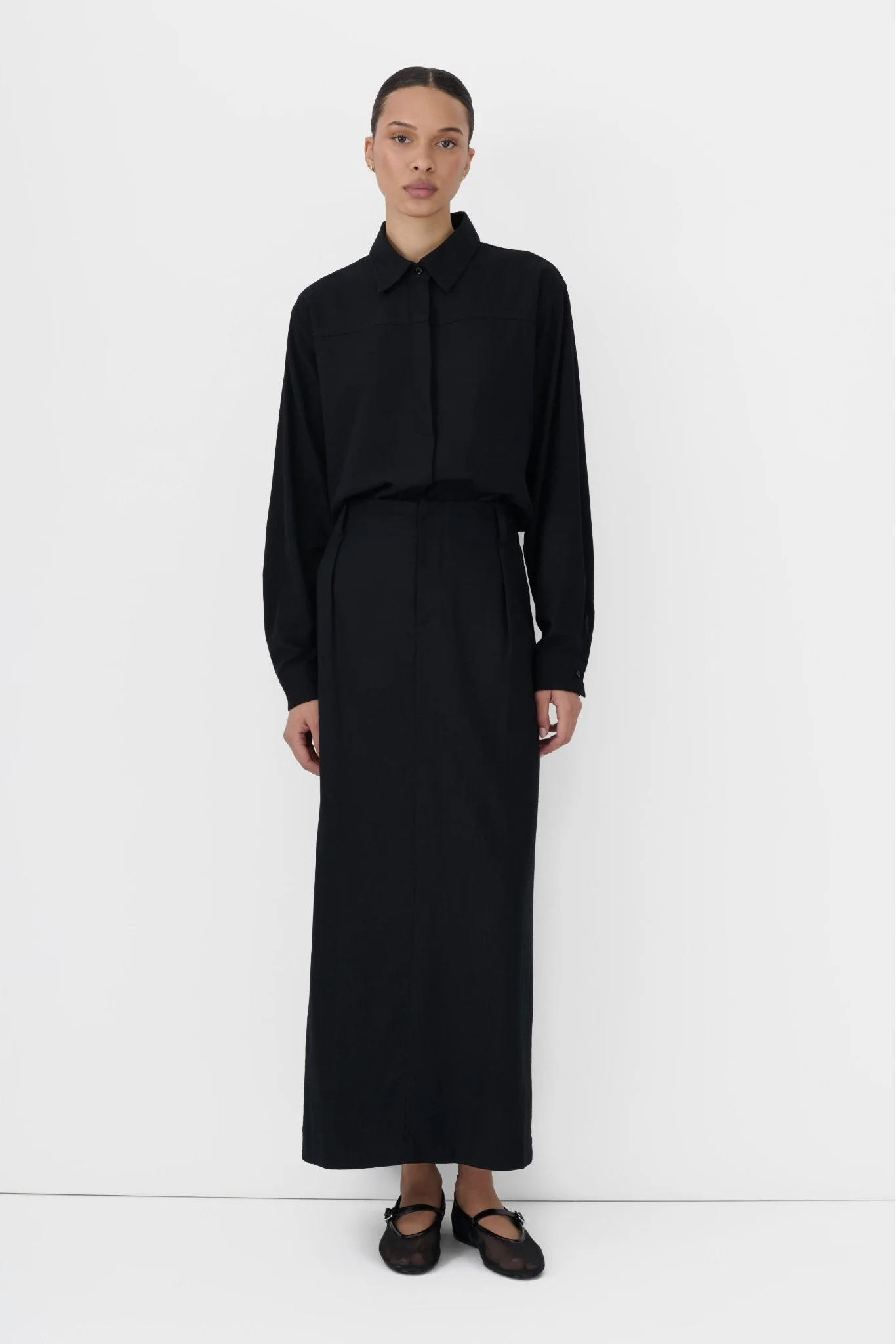 BLACK LINEN OFFICE SKIRT SET - Image 2