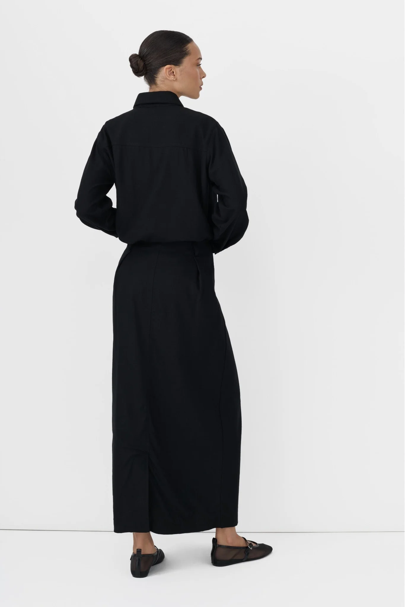 BLACK LINEN OFFICE SKIRT SET - Image 3