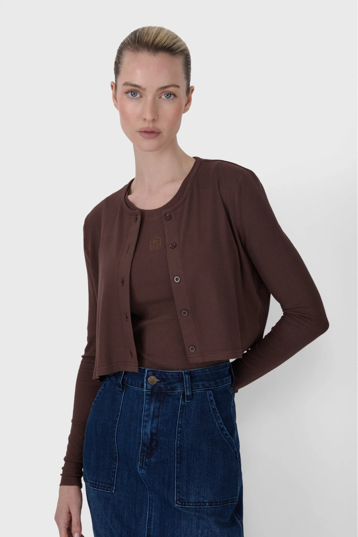 BROWN TANK CARDIGAN SET - Image 3