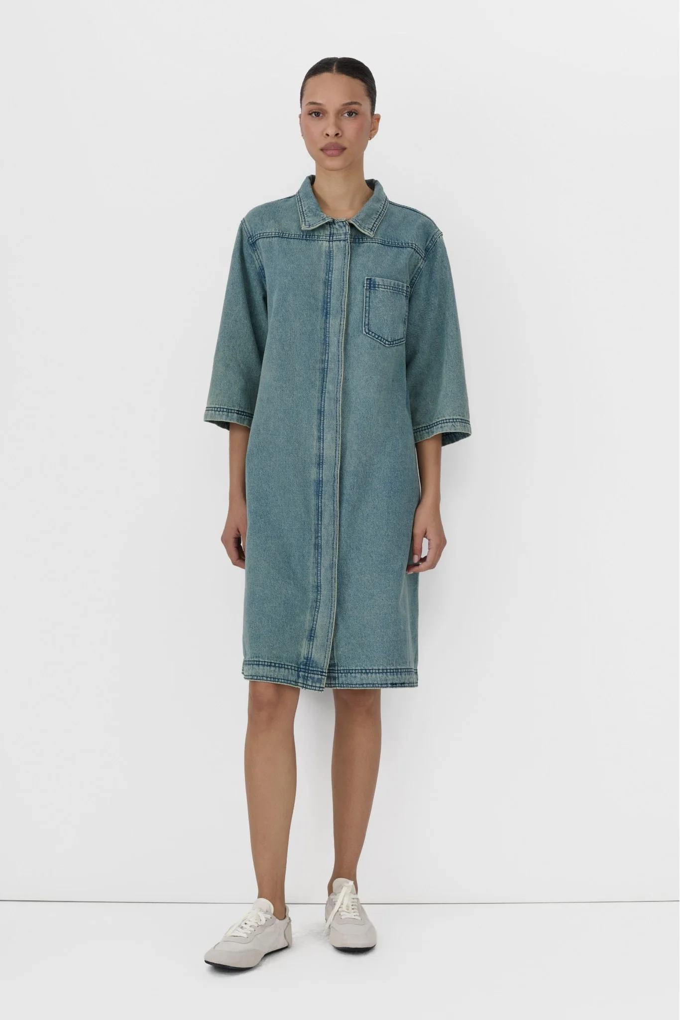 Denim Wash Shirt Dress