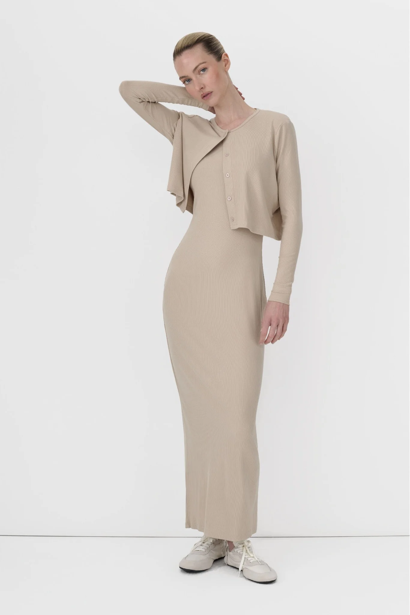 NEUTRAL CARDIGAN DRESS SET - Image 3