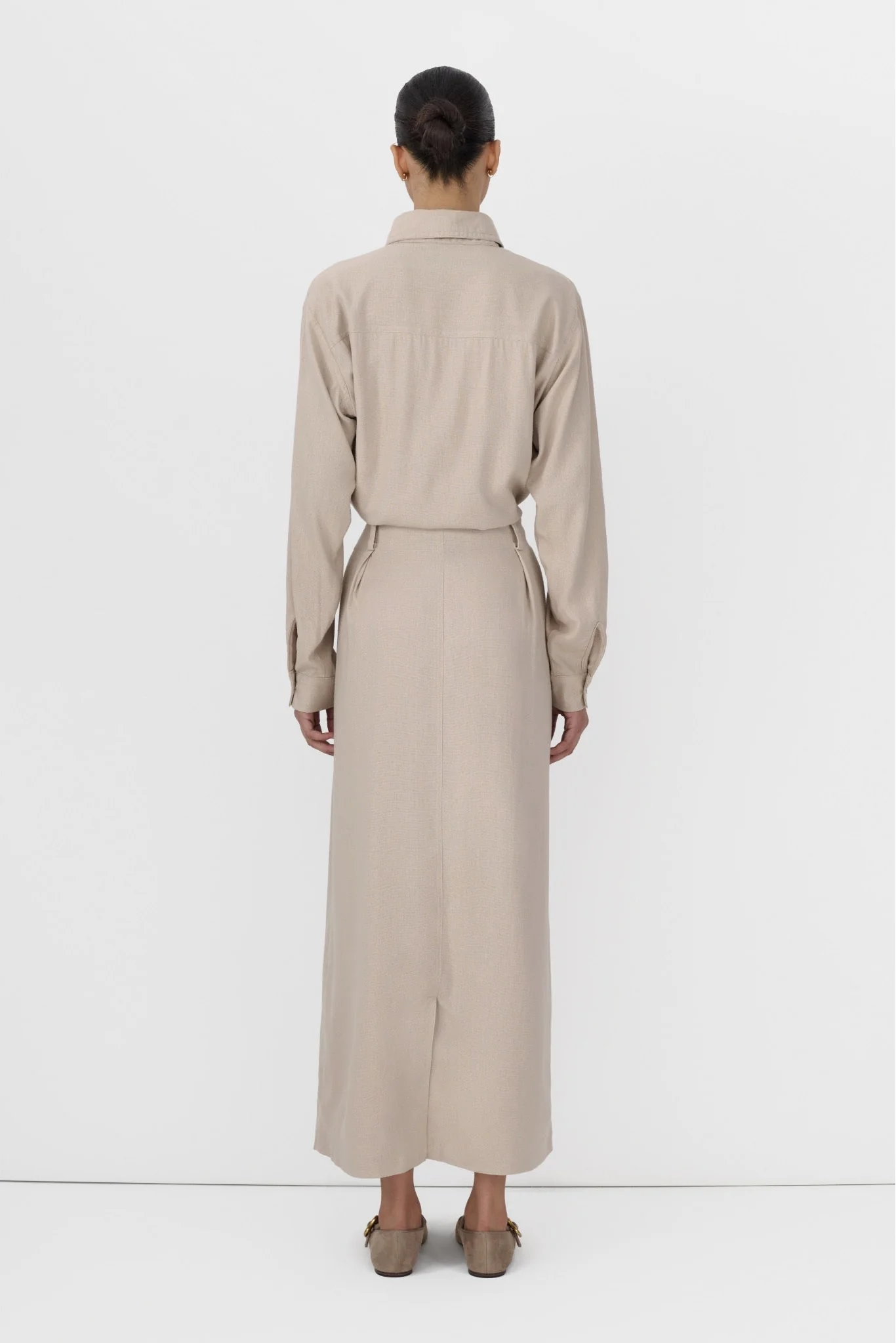 NEUTRAL LINEN OFFICE SKIRT SET - Image 2