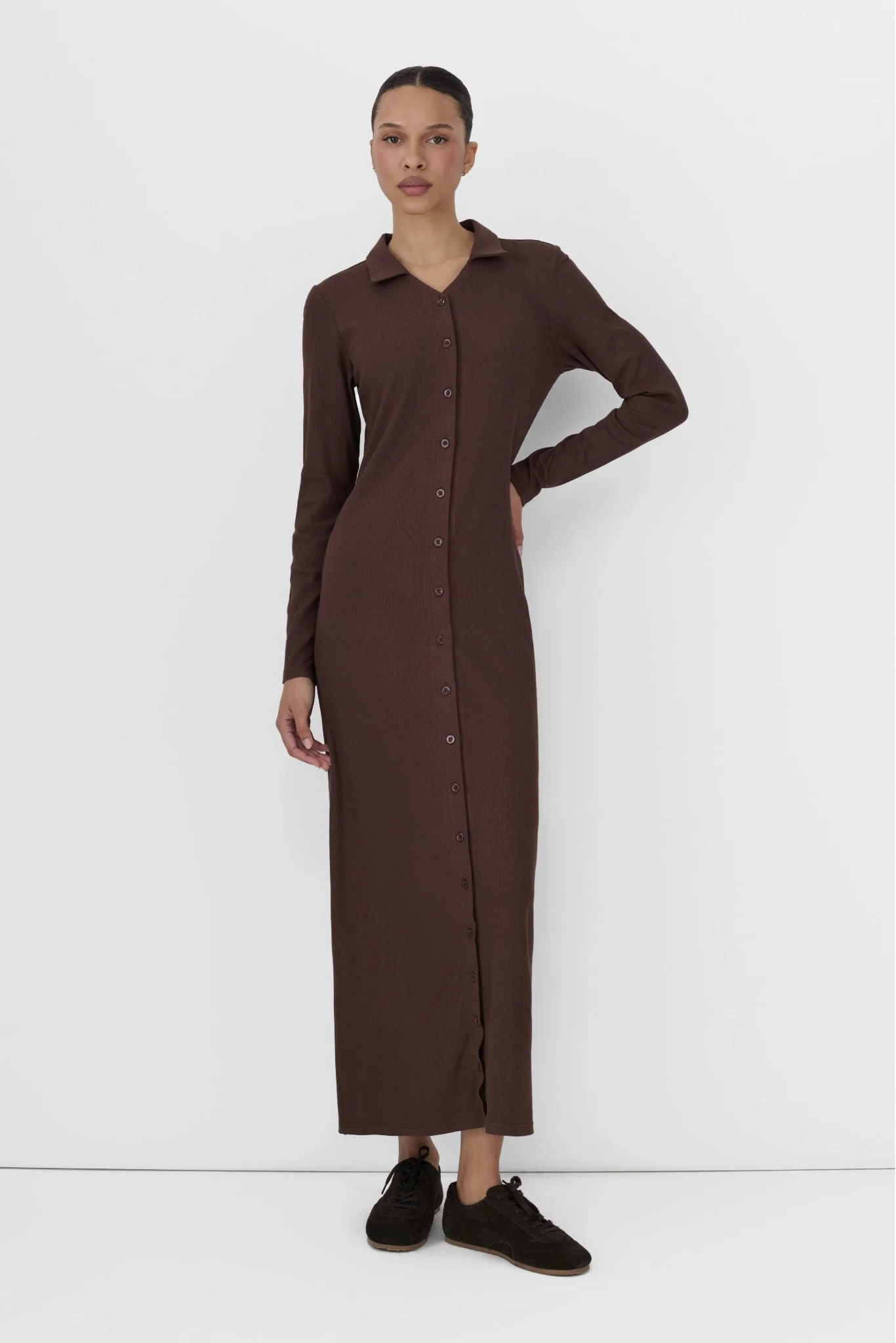 Ribbed Button Dress