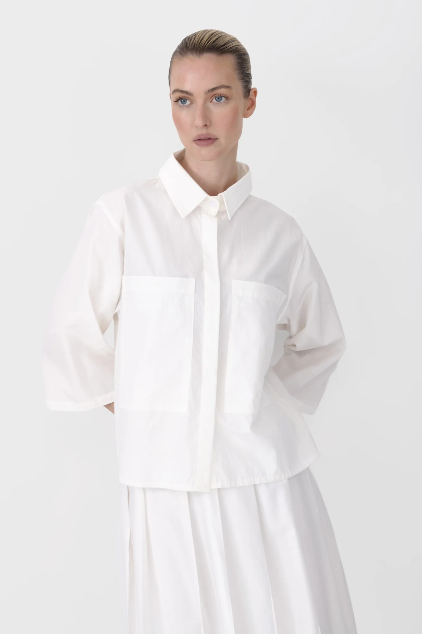 WHITE POCKET SHIRT SET - Image 2